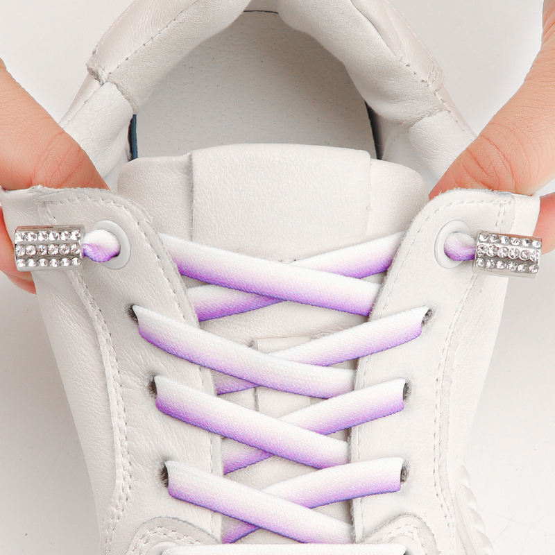 No Tie Shoe Laces Diamond Lock Shoelaces Without Ties Elastic Gradient  Laces for Sneakers Kids Adult Flat Shoelace for Shoes
