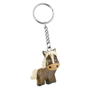 Portachiavi in legno a forma di cavallo, mini ciondolo a forma di animale, regalo per bambini e adulti - Product Image 1