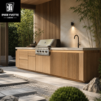 Meuble de cuisine extérieur moderne en MDF, résistant aux intempéries, pour patio, jardin, barbecue et usage en arrière-cour, directement de l'usine