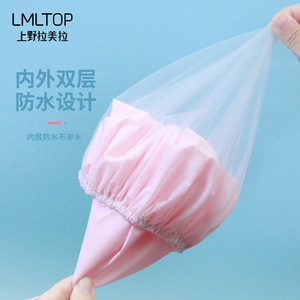 LMLTOP <b>Shower</b> <b>Cap</b> Pink Thickened PE Material Waterproof Breathable For Adults Single Pack C0822 - Product Image 2