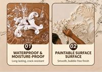 Ornement d'angle en relief 3D en gypse sculpté style rétro français, finition lisse pour la décoration murale et de plafond des villas, appartements et salons
