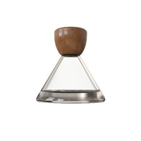 Bouteille de parfum en verre à base lourde transparente personnalisée entonnoir semi-circulaire bouchon en bois goutte oculaire plate estampage à chaud conception créative