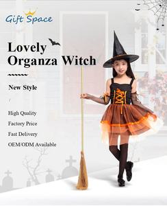 ชุดแม่มดเด็กผู้หญิงชุดแม่มดฮาโลวีนชุดคอสเพลย์งานคาร์นิวัลพร้อมหมวกสีส้มชุดแม่มดผ้าโปร่งที่น่ารักสำหรับเด็กผู้หญิง - Product Image 2