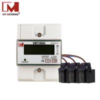 EM719028 MID Approved 6A Meter Energi Cerdas Tiga Fasa dengan CTs Layar LCD RS485 Meter KWh