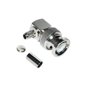 <strong>BNC</strong> Male Plug Right Angle <strong>Connector</strong> <strong>BNC</strong> Male R/A <strong>Connector</strong> RF Crimp for RG174 RG316 Coax Cable Silver Adapter - Product Image 1