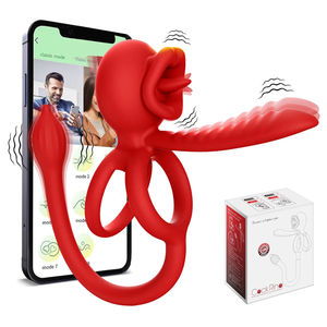 APP Control Lock Sperma Cockring Erektion Adult Sexspielzeug Klitoris Anal Stimulation Dual Penis Ring Vibrator mit Zungen lecken - Product Image 6