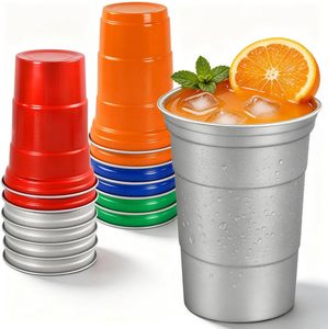 Vaso de Aluminio Personalizado para Bebidas, Vaso Reutilizable para Bebidas Frías, Tazas Metálicas con su Logotipo - Product Image 1
