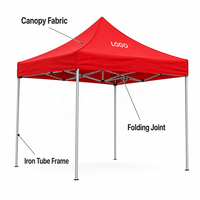 Carpa Plegable Tipo Gazebo 3x3m 10x10 pies, Estructura de Acero, Tela Oxford 420D Impermeable, Logotipo Personalizado para Publicidad, Puesto de Mercado, Feria Comercial
