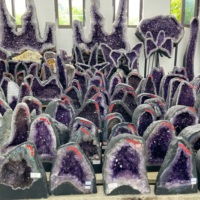 Géode d'améthyste naturelle, grappe de cristaux papillon en forme de sac d'argent, quartz violet, décoration d'intérieur, vente en gros