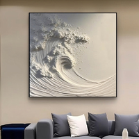 Personnalisation de l'art mural d'hôtel, peinture sur toile à texture 3D blanche, vague océanique, art mural