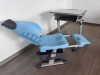 Ensemble bureau et chaise ergonomiques réglables en hauteur pour étudiants, table d'étude pour enfants avec appui-tête et tiroir de rangement, mobilier pour la maison et la salle de classe