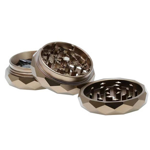 Hot Sell 4 Layer <strong>Trapezoid</strong> Herb Grinder With Gold Color