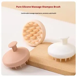 Cepillo de silicona puro de doble uso para cuero cabelludo, para champú en seco y húmedo, con rascador y masajeador de meridianos, producto para el cuidado y peinado del cabello de bebé, al por mayor - Product Image 1