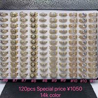 Lot de 120 boîtes à bagues Xuping à prix de gros, styles variés, pour femmes, avec incrustation de zircon ajourée, bijoux plaqués or