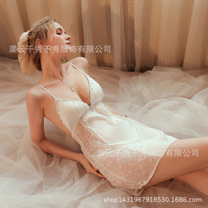 Huaying Four Seasons Sexy Nightgown/Slip Dress New Women's Pajamas/Robe <b>Set</b>, Hollowed-out Temptation, 5376 Euros - Product Image 4