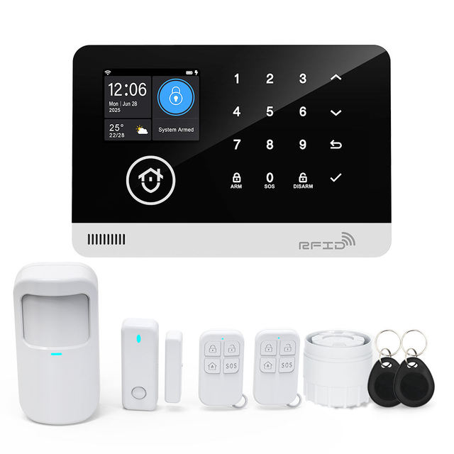 2.4 Inch 433MHz WiFi Tuya GSM Portable ABS Material Home Security Alarm System with Motion Sensor Fire & Smoke Detection