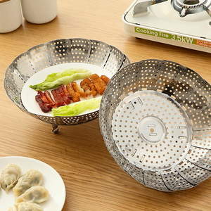Street vendor steamer tray, steamer, multi-functional kitchen stew <b>rack</b>, extendable and foldable fruit <b>plate</b>, steaming <b>rack</b> and - Product Image 5