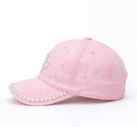 Casquettes de baseball ajustables en strass brillants et perles de cristal, casquettes de baseball tendance en forme de cœur pour la Saint-Valentin 2026