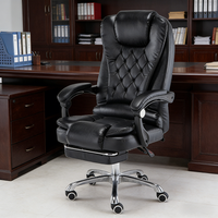 Fauteuil de bureau de direction ergonomique de luxe en cuir PU inclinable avec repose-pieds, moderne, pour la maison, la chambre, l'hôtel et les salles de conférence
