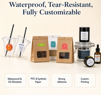 Étiquettes personnalisées en papier synthétique PVC autocollant, autocollants imperméables, autocollants personnalisés pour thé au lait, impression de marques alimentaires