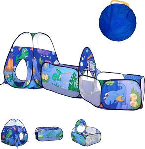 Carpa Infantil 3 en 1 con Piscina <span class=keywords><strong>de</strong></span> Pelotas, Túnel y Zona <span class=keywords><strong>de</strong></span> Escalada, Casa <span class=keywords><strong>de</strong></span> Juegos Interior y Exterior, Carpa <span class=keywords><strong>de</strong></span> Juegos Infantil con Diseño <span class=keywords><strong>de</strong></span> Dinosaurio, Piscina <span class=keywords><strong>de</strong></span> Pelotas y Túnel para Gatear - Product Image 1