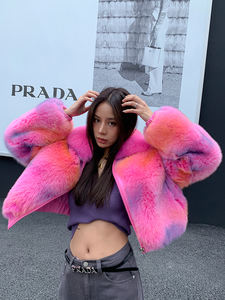 QIUCHEN <span class=keywords><strong>เสื้อ</strong></span>แจ็กเก็ตบอมเบอร์สีม่วง,<span class=keywords><strong>เสื้อ</strong></span>โค้ท<span class=keywords><strong>ขน</strong></span>สัตว์แ<span class=keywords><strong>ฟ</strong></span>ชั่นผู้หญิ<span class=keywords><strong>ง</strong></span>สีรุ้งสมจริงสำหรับฤดูหนาวปี QC21081 - Product Image 5