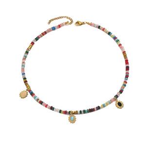 Collar de Cuentas Geométricas con Incrustaciones de Piedras Preciosas Multicolores, Joyería de Moda Hecha a Mano, Accesorio para Mujer, Diseño en Forma de U, XL5612 - Product Image 5