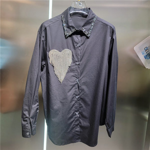 GX-2026: <span class=keywords><strong>Camicia</strong></span> Versatile <span class=keywords><strong>con</strong></span> Design a Cuore e <span class=keywords><strong>Frange</strong></span> di Diamanti, Senso di Eleganza - Product Image 3