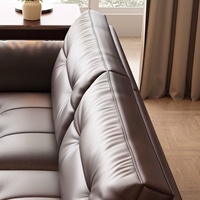 2024 Vintage Style français rétro canapé droit nouveau cuir véritable Style américain grand ensemble pour salon pour petits appartements