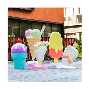 Escultura de Cono de <span class=keywords><strong>Helado</strong></span> de Fibra de Vidrio Personalizada 2026, Gran Escultura de <span class=keywords><strong>Helado</strong></span> para Decoración de Escaparates - Product Image 1
