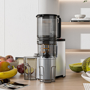 Exprimidor Totalmente Automático de Cilindro Recto de Gran Diámetro Multifuncional con Separación de Pulpa y Jugo Fresco 500ml Plateado - Product Image 1