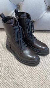 Botas de plataforma para mujer de alta calidad con diseño de cordones y cremallera a la moda, botines cortos de cuero genuino de caña alta - Product Image 4