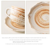 Ensemble tasse à café et soucoupe en porcelaine vintage de style japonais, plateau large, sans BPA, sans danger pour les aliments, compatible lave-vaisselle et micro-ondes, fait main