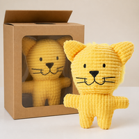 Jouet en peluche couineur Lion en velours côtelé pour animaux de compagnie, jouet à mâcher avec crinière moelleuse et visage brodé, léger 75g OEM