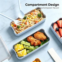 Boîte à bento empilable à 3 étages en paille de blé écologique avec couverts intégrés pour l'école, le bureau, les étudiants, boîte à lunch