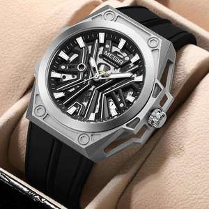 Megir 8603 Men Watch Fashion Hollow Out Luminous Hands 8603G <b>Automatic</b> Movement Mechanical Silicone Band Casual Man Watches - Product Image 1
