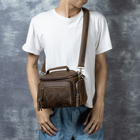 Sac de poitrine/épaule/messager vintage personnalisé en cuir véritable pour homme, fermeture éclair étanche, grande capacité, durable