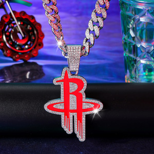 Collier initial rouge, pendentif alphabet serti <span class=keywords><strong>de</strong></span> pierres, bijou hip-hop unisexe, chaîne <span class=keywords><strong>de</strong></span> luxe avec lettre - Product Image 4
