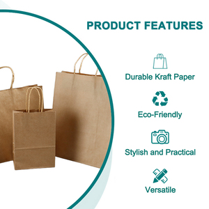 Takeaway thực phẩm quần áo vận chuyển bưu phẩm có thể giặt Kraft Quà Tặng Tote bao bì Kraft nâu túi giấy với xử lý - Product Image 2