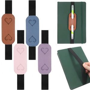 <b>Notebook</b> Pen Holders Detachable PU Leather Pen Holder Sleeve Heart Design Elastic Band Pen Clip for Journal Planner - Product Image 3