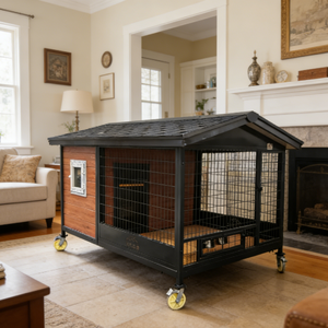 Casa <span class=keywords><strong>para</strong></span> <span class=keywords><strong>Perros</strong></span> de Madera con Aislamiento Térmico <span class=keywords><strong>para</strong></span> Animales Pequeños, Control de Temperatura Dual, Ventanas Dobles, Panel de Limpieza Extraíble, <span class=keywords><strong>para</strong></span> Todas las Estaciones, <span class=keywords><strong>para</strong></span> Exteriores - Product Image 3