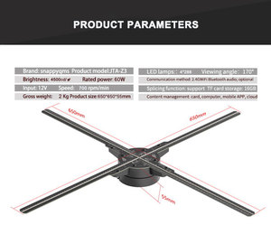 3*65CM projecteur d'hologramme 3D équipement publicitaire présentoir écran 3D holographique projection LED ventilateur affichage numérique homme - Product Image 3