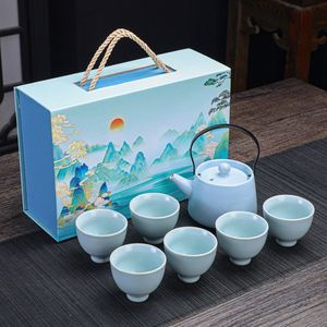 New <b>Ceramic</b> Tea Set National Trend Gift Box for Company Annual Meeting with Logo Printing - Product Image 5