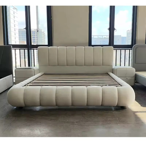 Juego de Cama Tapizado en Tela Blanca Moderna y Popular, <span class=keywords><strong>con</strong></span> Armazón de Madera para Almacenamiento en el Hogar, Cama de Lujo para Dormitorio, Suave, Tamaño Completo, Doble, King Size - Product Image 3