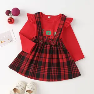 Conjuntos de ropa de boutique para niños y niñas, bonito conjunto de vacaciones de Navidad, novedad de 2021