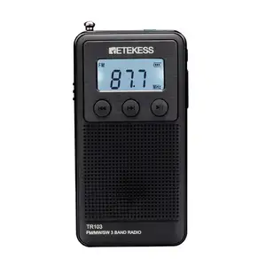 미니 월드 밴드 포켓 디지털 튜닝 MP3 AM FM MW SW 포켓 라디오 (충전식 배터리 포함) Retekess TR103
