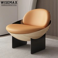 Fauteuil individuel WISEMAX Designer Furniture avec base en carbone, base en métal, revêtement en cuir, fauteuil d'appoint pour hôtel, mobilier italien