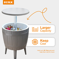 SUKK Seau à glace en plastique noir de 37L 9,8Gal avec boîte de livraison de lumière LED