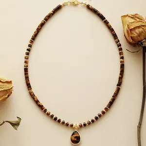 Exquisito collar de gargantilla de lágrima bohemio para mujer, cadena de hilo de piedras naturales con cuentas simples, regalo para adolescentes, accesorios - Product Image 4
