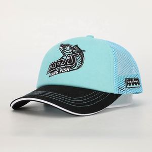 BSCI, gorra deportiva de malla para exteriores de 5 paneles personalizada al por mayor, gorra de camionero con parche tejido de algodón azul con logotipo bordado de alta calidad - Product Image 1